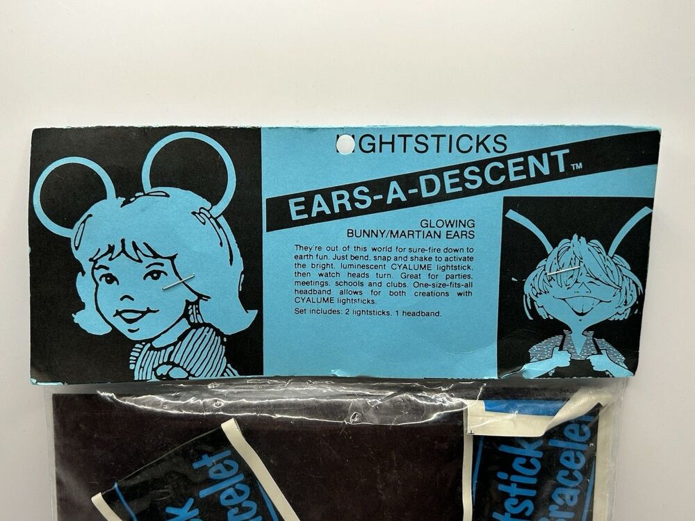 Vintage Halloween Glowing Bunny / Martian Ears Vintage Packaging Ears-A-Descent